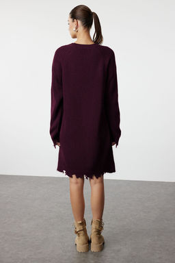 TRENDYOLMILLA Haki Mini Triko Genis Kal?p Ak?tma Detayl? Duz Elbise TWOAW24EL00113 фото 26