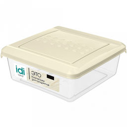"Asti" Контейнер для продуктов пластмассовый 0,5л, 12,4х12,4х5см, квадратный, светло-бежевый, подходит для СВЧ (Россия)