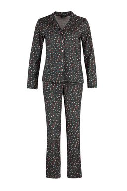Yesil %100 Pamuklu Leopar Desenli Gomlek Pantolon Orme Pijama Tak?m? THMAW23PT00150
