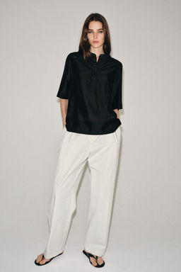 BLUSA FLUIDA MANGA CORTA ZW COLLECTION / Negro - Zara фото 5