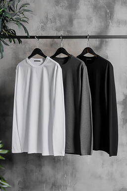 Antrasit Melanj-Beyaz-Siyah Regular/Normal Kesim 3l_ Paket %100 Pamuk Tok T-shirt TMNAW21TS0197