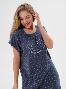 Ночная сорочка из кулирки Котик синий меланж - Амадэль фото 6