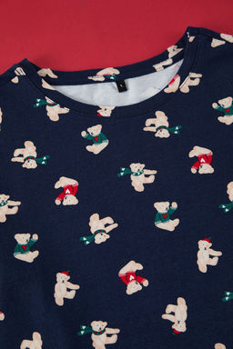 Kad?n Couple/Cift Lacivert %100 Pamuklu Ay?c?kl? K?s Temal? Orme Pijama Tak?m? THMAW25PT00243 - Trendyolmilla фото 8