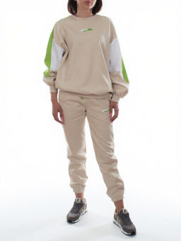 3160/3161 BEIGE/LT. GREEN Костюм спортивный женский (95% хлопок, 5% эластан)