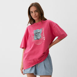 Футболка женская из вареного хлопка MIST Streetwear, розовая, размер 46 (L)