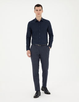 Lacivert Slim Fit Uzun Kollu G_mlek