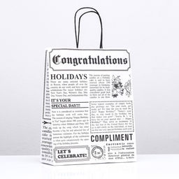 Цена за 10 шт. Пакет крафт Газета белая 25 х 10 х 32 см