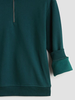 Fermuarl? Dik Yaka Erkek Kal?n Sweatshirt