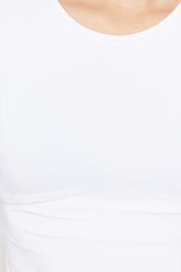 TRENDYOLMILLA Beyaz Poliamid K?sa Kol Bisiklet Yaka Fitted/Vucuda Oturan Orme T-Shirt TWOSS24TS00238  фото 17