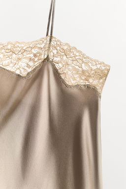 SILK BLEND LACE CAMISOLE DRESS - Zara фото 12