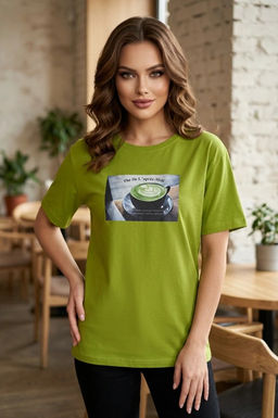 K13609 Футболка OVERSIZE (хлопок) ЗЕЛЕНЫЙ