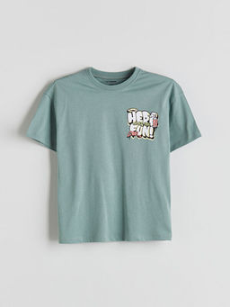 Bisiklet Yaka Bask?l? Erkek ?ocuk Ti??rt