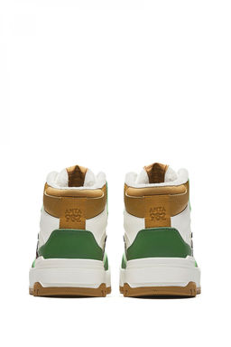 Кеды повседневные утепленные Бежевый/Зеленый/Коричневый