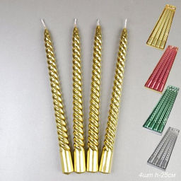 Свеча стержень 4 штуки 25 см витая / GL-10-4 /уп 36/144/