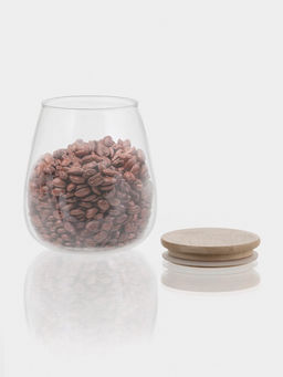 Банка для хранения сыпучих «Эко», 900 мл, 12×14.5 см, с бамбуковой крышкой, стекло, прозрачная