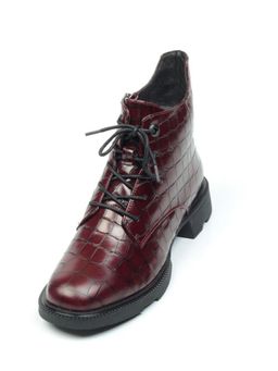 01-CXR130-2P BLACK/WINE Ботинки демисезонные женские (натуральная кожа, байка) - No name фото 7