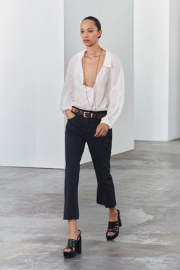 ZW COLLECTION BOOTCUT HIGH-WAIST CROPPED JEANS - Zara фото 5