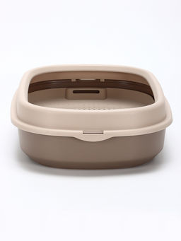 Лоток для кошек Фур-Мур 48×35.5 см с сеткой и бортом, Soft-touch, капучино