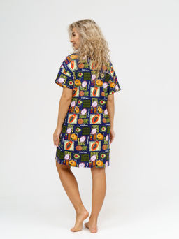 752 Платье "Тропики/синий"