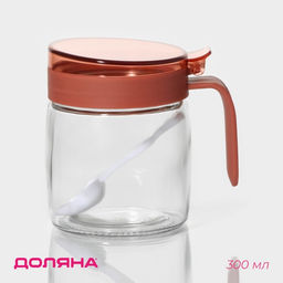 Сахарница стеклянная с ложкой Доляна «Коралл», 8×11,5 см