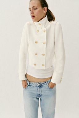 CHAQUETA CRUZADA BOT?N DORADO / Crudo - Zara фото 2
