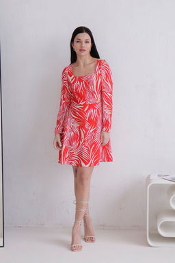 Платье с вырезом каре красное - Martichelli фото 10