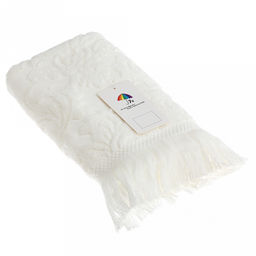 Полотенце махровое "Вензель" 50х90см, хлопок 100%, с бахромой, молочный (Китай)