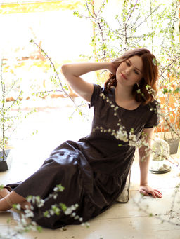 Платье длинное летнее с воланами - Almond фото 11