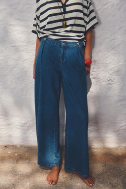 Z1975 WIDE-LEG MID-WAIST PLEATED JEANS - Zara фото 10