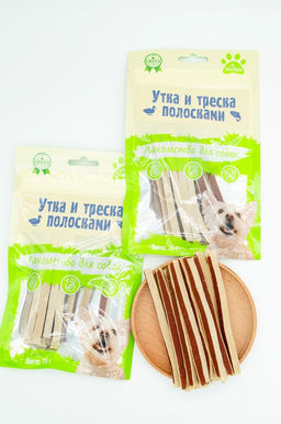 BIOHAUS Утка и треска полосками пакет 75 г, BHS045