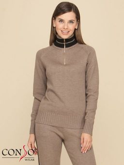 Conso/KS 190608 - cappuccino Костюм женский: джемпер+брюки фото 2