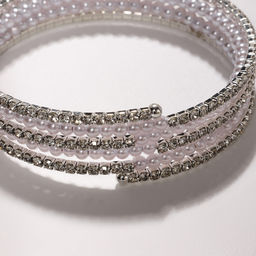 Браслет «Жемчуг» мелкий со стразами, d=5.5, белый в серебре