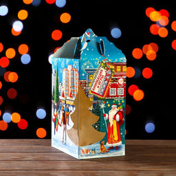 Цена за 5 шт. Подарочная коробка с окном елочкой Праздник в городе, 19 х 13,5 х 25,5 см - Simaland фото 4