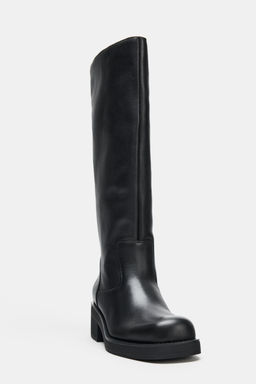 FLAT LEATHER WATER-REPELLENT KNEE-HIGH BOOTS - Zara фото 4