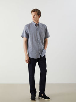 Regular Fit Keten Kar???ml? Erkek G?mlek