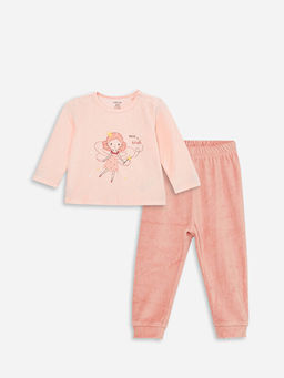 Bisiklet Yaka Uzun Kollu Bask?l? K?z Bebek Pijama Tak?m?