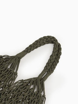 Сумка пляжная, плетёная, клетка 3.5 см, зелёная