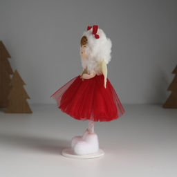 Кукла интерьерная Ангелочек в красном платье в шапке с оленьими рожками 5х5,5х16,5 см - Simaland фото 3