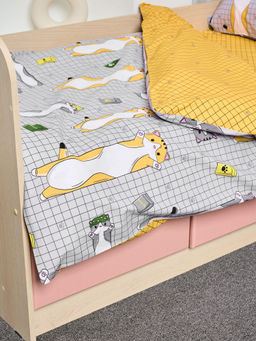 Постельное белье детское поплин с простыней на резинке - Кот-батон Детский