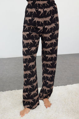 Siyah Kaplan Desenli Viskon Dokuma Pijama Tak?m? THMAW25PT00035
