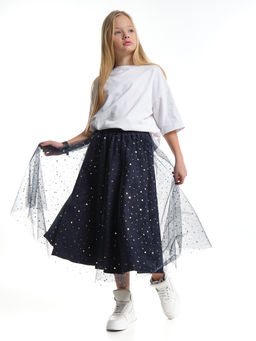 Юбка пачка длинная из фатина 22-7608 черный/зол. звезды - Mini maxi фото 21