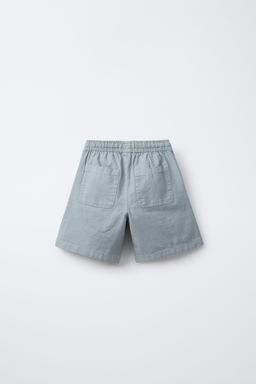 LABEL COTTON WIDE-LEG BERMUDA SHORTS - Zara фото 2