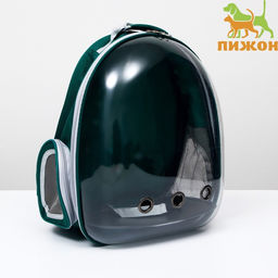 Рюкзак для переноски животных, прозрачный, 31 х 28 х 42 см, зелёный