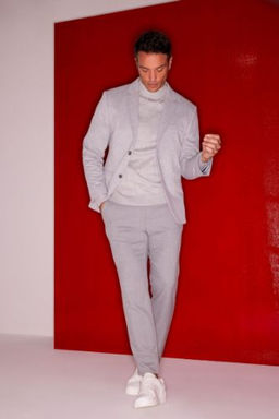 Twill Chino Pantolon Slim Fit Dar Paca Basic Duz Cepli