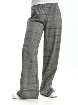 Брюки палаццо для девочки подросткам модные спорт шик UD 7872 клетка серая/черная