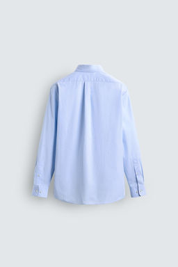 CAMISA REGULAR FIT RAYAS / Blanco / Celeste - Zara фото 7