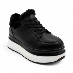 Ботинки из натуральной кожи на меху MD0123-5 черные