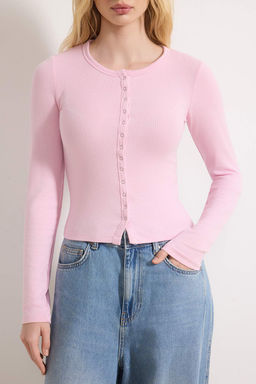 Ac?k Pembe Onu Full C?tc?tl? Fitted/Vucuda Oturan Orme Bluz TWOAW26BZ00193