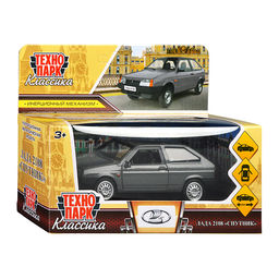 Машина металл LADA-2108 "Спутник" 12 см, (двери, багаж, серый) в коробке