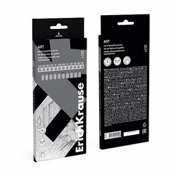 Цена за 12 шт. Набор из 12 чернографитных карандашей ErichKrause Art, шестигранных, 5H, 4H, 4H, 2H, H, HB, HB, B, 2B, 4B, 4B, 5B (в коробке)